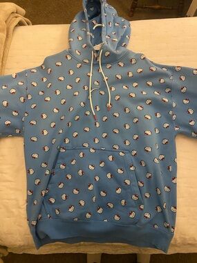 Nike Light Blue Hello Kitty Print Hoodie with Red Accents